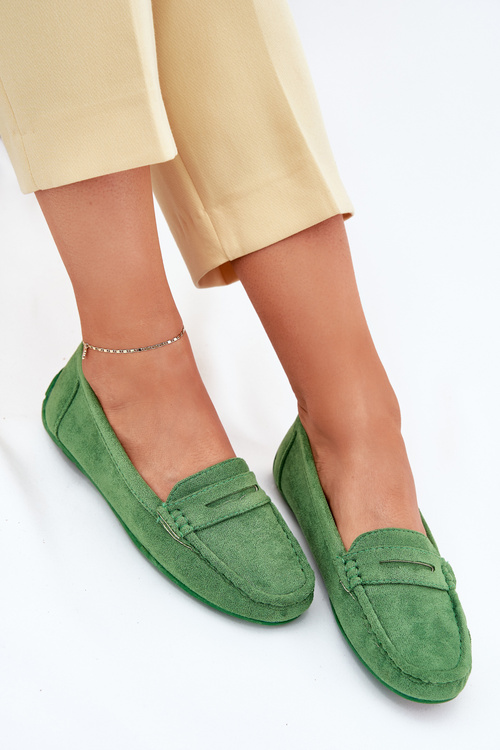 Women's Suede Moccasins Green Lenvie