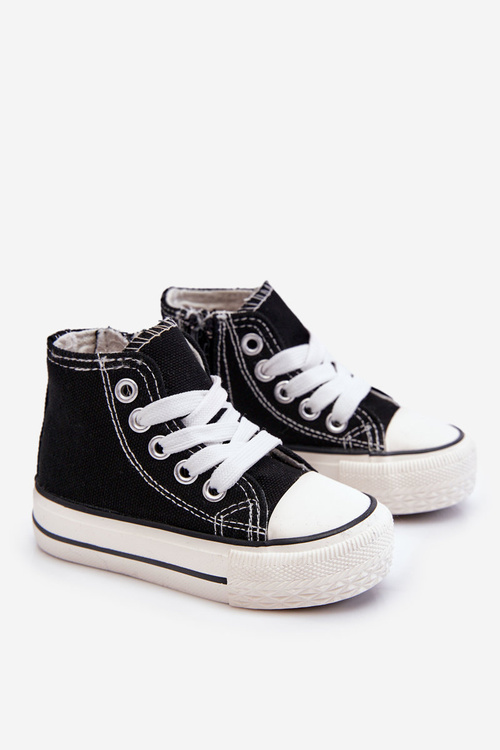 Children's High Sneakers Zippered Black Filemon
