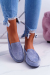 Women's Sergio Leone Suede Moccasins Light Blue Winted