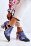 Women's Leather Openwork Boots Maciejka 04962-06 Blue