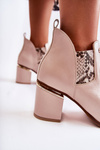 Leather Boots On High Heel Laura Messi 2506 Beige