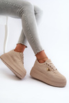 Women's Sneakers Made of Eco Leather on Chunky Platform Beige Chrisstin