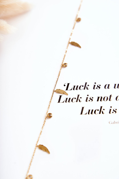 Leg Bracelet With Feathers And Cubic Zirconia Gold