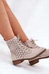Boots With Perforated Pattern With Zip Light Beige Serfina