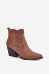 Fleece Lined Cowboy Boots Eco Suede With Zip Brown Virtris