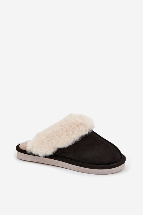 Women's slippers with fur Black Zanelia