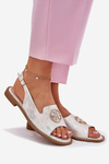 Womens Sandals On A Flat Heel With Decoration S.Barski KV51-002 Silver