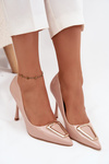 Patent Leather Heels with Gold Detail Beige Paivelle