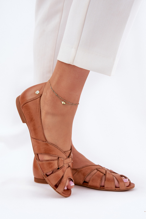 Leather Ballet Flats With Open Toes Maciejka 06908-29/001-1 Brown