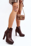 Brown ankle boots with high heel and zippers Inezma