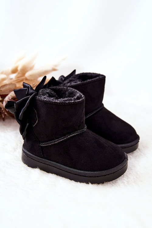 Children's Insulated Snow Boots With bow Black Snowis
