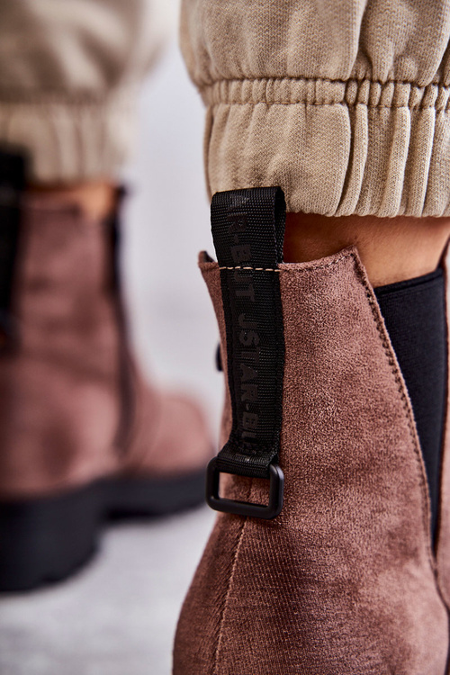 Suede Warm Boots On A Flat Heel Bright brown Salome