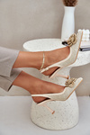 Woven Heels With Open Back Beige Lanithra