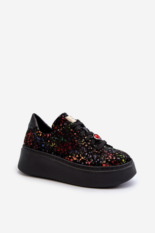 Leather Platform Sneakers by Maciejka 6191S-01 Black