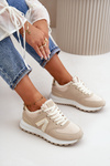 Damskie Ocieplane Kożuchem Sneakersy Buty Sportowe Damskie Beżowe Ciamara