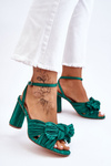 Fashionable Sandals With A Bow On Heels Green Callum