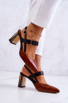 Fashionable leather pumps Maciejka 05498-29 Brown and Black