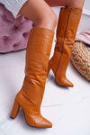 Women's Camel Aduan Serpent Leather Stiletto Boots