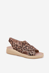 Zazoo 40392 Leather Sandals Women Leopard Brown