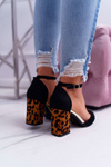 Women's Leopard Print Stiletto pumps Black Ferri