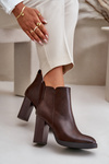 Insulated Women's Heeled Boots Eco Leather Dark Brown Teresine