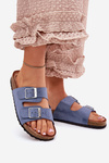 Women's sandals on cork platform with buckles blue Evisolla