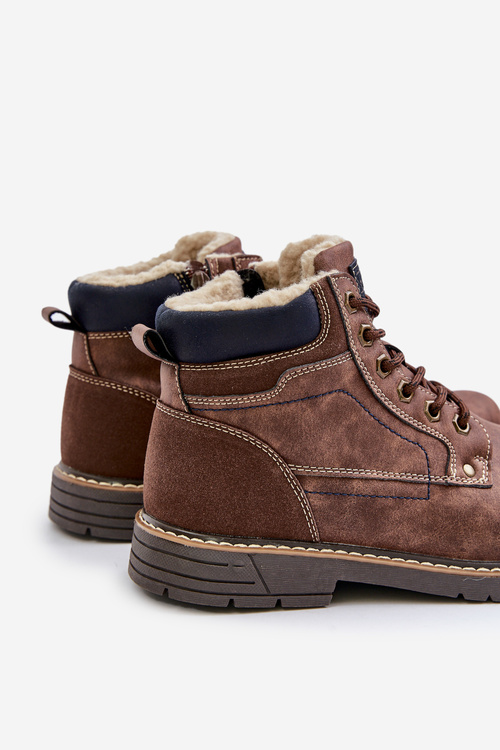 Insulated men's boots made of eco leather brown Venredia