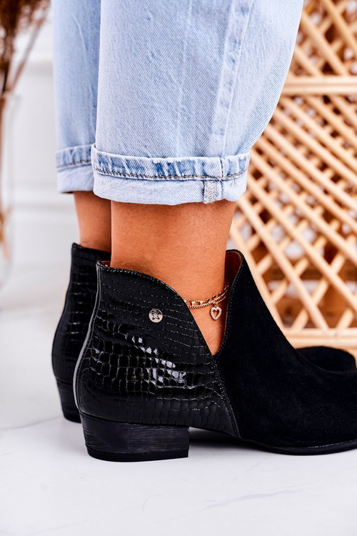 Women's Leather Boots Maciejka Patent Black Animal Print 04091-72