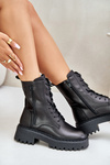 Leather Insulated Ankle Boots Workers Women's Big Star OO274A387 Black