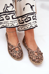 Flat Ballerinas Made Of Natural Leather Panther Print Zazoo 10179 Brown