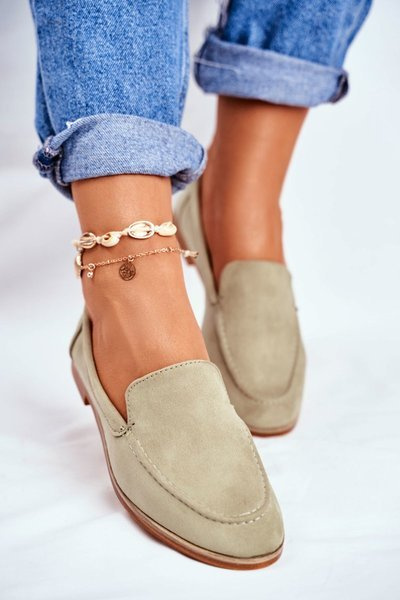 Women's Brogues Slip-on Loafers Suede Green Twinky