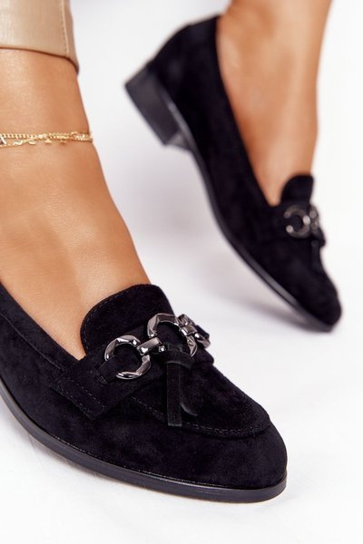 Elegant Women's Loafers Vinceza 10585 Suede Black