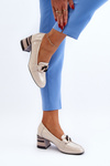 Beige Patent Leather Pumps with Chain Paliotte