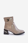 Lacquered Heeled Ankle Boots Insulated MR880-093 Gray
