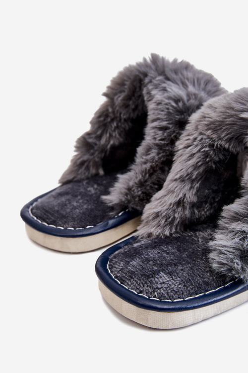 Men's Warm Slippers With Fur Navy Aron
