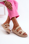 Eco Leather Women's Velcro Sandals in Light Beige Silaka
