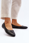 Women's Black Eco Leather Ballerina Flats Tindomiel
