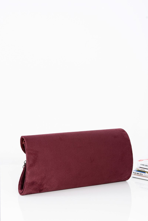 Women's Maroon Clutch Handbag Chain Suede