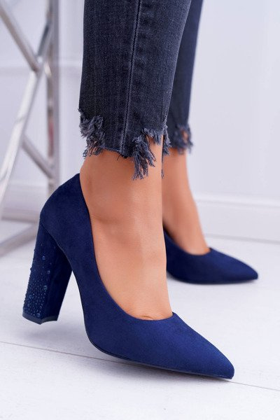 Navy Blue Suede Razor pumps