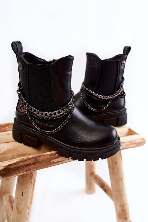 Children's insulated leather boots Black Lise