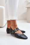 Lacquered Ballerinas With Strap Black Azirae