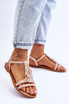 Women's Flat Suede Sandals Boho Beige Lucami