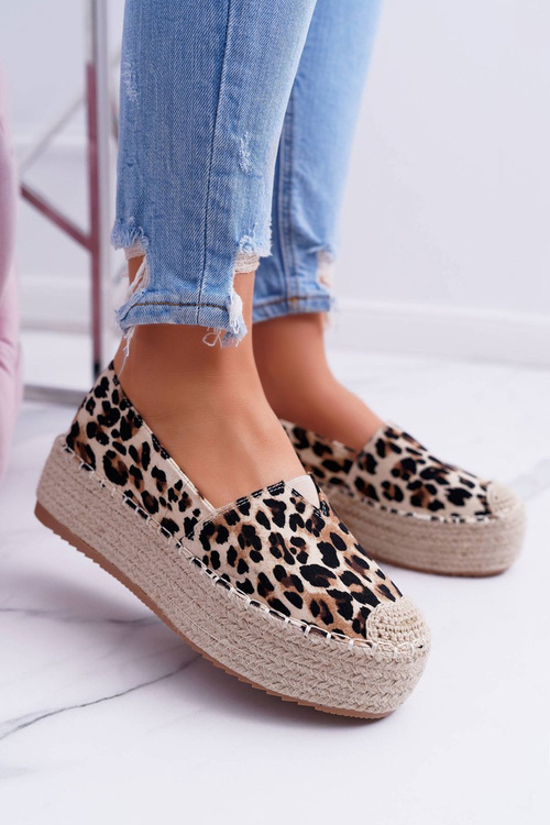 Brązowe Wsuwane Espadryle Panterkowe Zadie