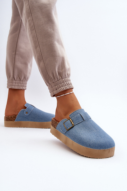 Women's Denim Platform Clogs Blue Jorffia