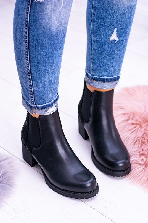 Sergio Leone Czarne Botki Na Słupku Megusto