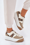 Womens Sneakers On Chunky Platform Animal Print Beige Telanila