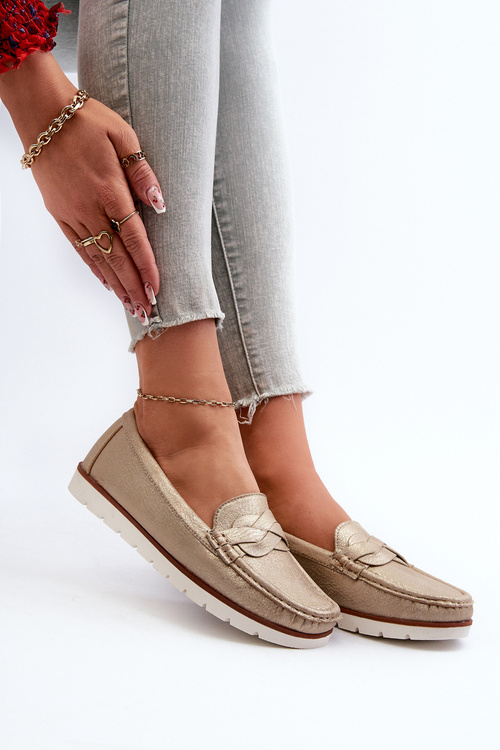 Women's Loafers Made of Eco Leather in Gold Nestalia