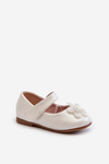 Children's ballet flats with velcro fastening and decoration White Serinde