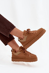 Damskie Sneakersy Ocieplane Futerkiem Camel Cyrissa