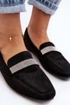Women's Black Loafers with Rhinestones Ralrika